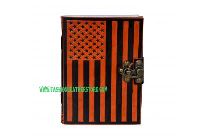 Celtic Shadow USA Flag Book Of Shadow Orange With Black Leather Journal Note Blank Book Writing Instrument 